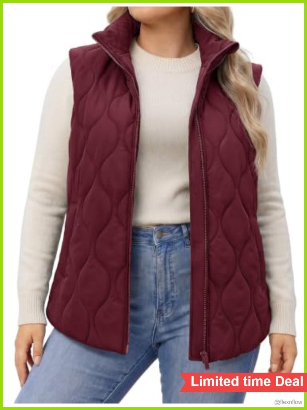 Plus Size Quilted Puffer Vest Sleeveless Zip Up with Pockets
